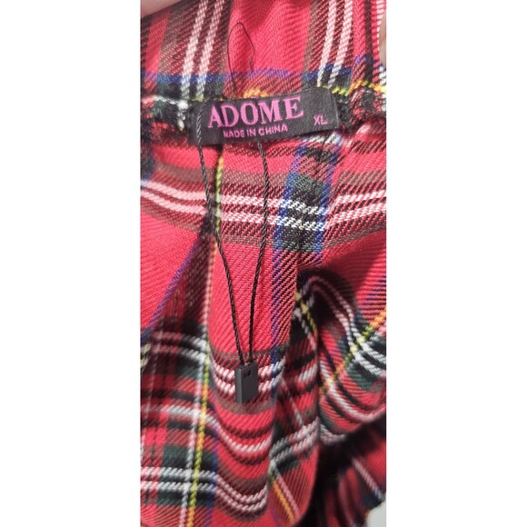 ADOME XL Red Plaid Emo Y2K Goth Punk Cosplay Lolita Schoolgirl Sexy Mini Skirt - Picture 4 of 8